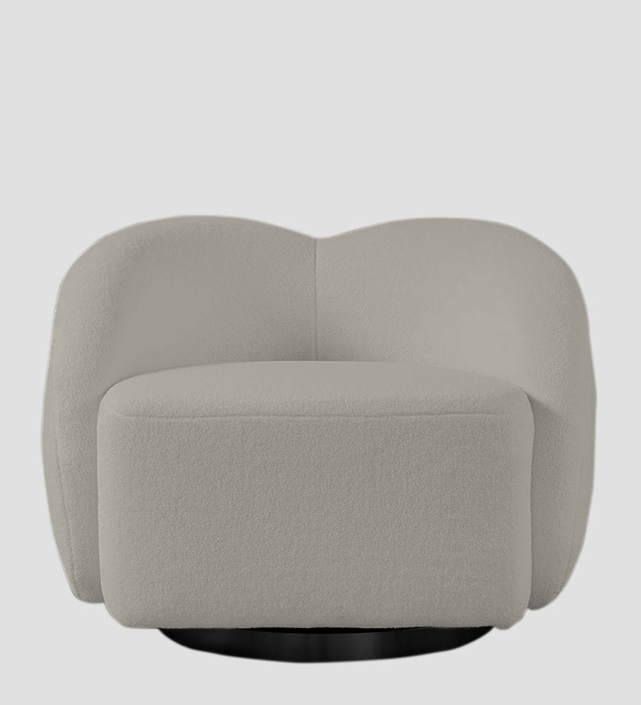 Miles Boucle Fabric Swivel Chair In Fog Grey Colour - Febonic Living