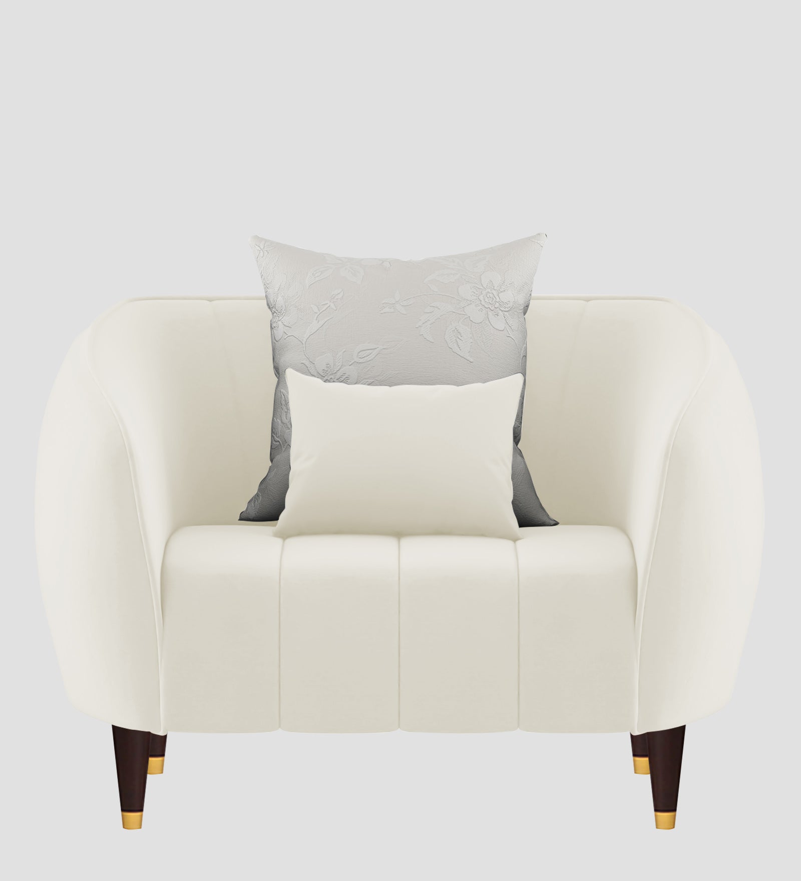 Hairo Velvet 1 Seater Sofa In  Warm White Colour - Febonic Living