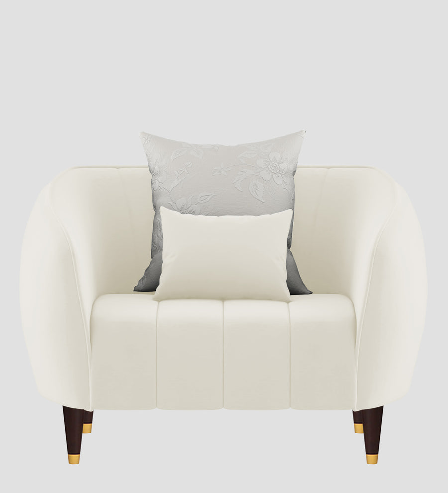 Hairo Velvet 1 Seater Sofa In Warm White Colour - Febonic Living