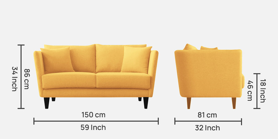 Norway Velvet 2 Seater Sofa In Turmeric Yellow Colour - Febonic Living