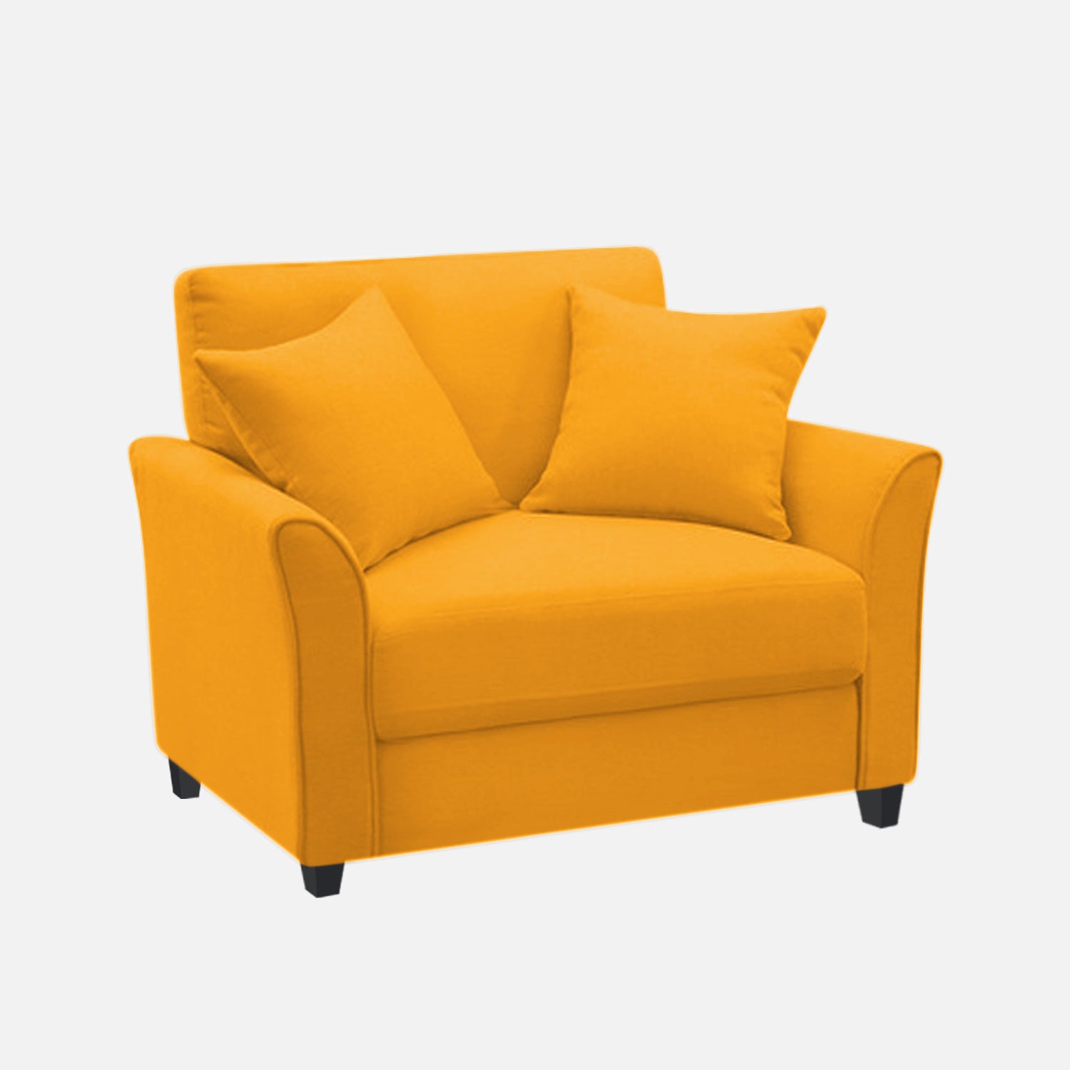 Daroo Velvet 1 Seater Sofa In Safforn Yellow Colour