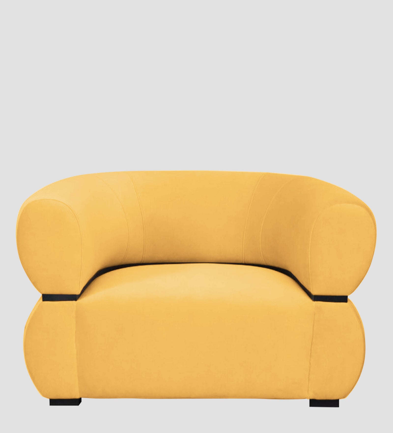 Kula Velvet 1 Seater Sofa In Turmeric Yellow Colour