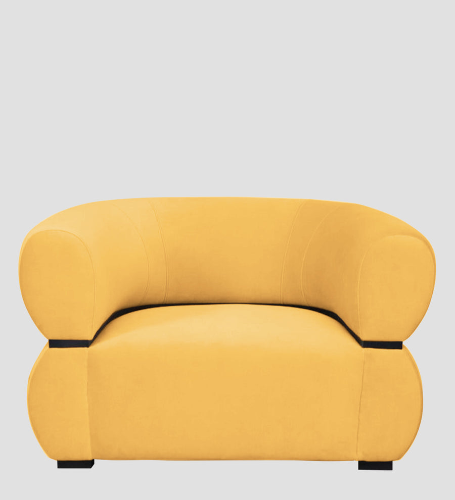 Kula Velvet 1 Seater Sofa In Turmeric Yellow Colour - Febonic Living