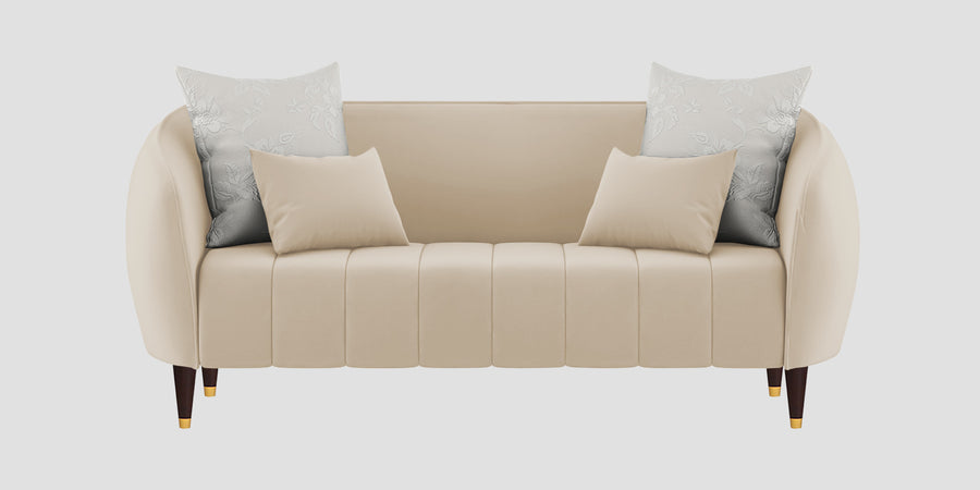 Hairo Velvet 2 Seater Sofa In Cream Beige Colour - Febonic Living