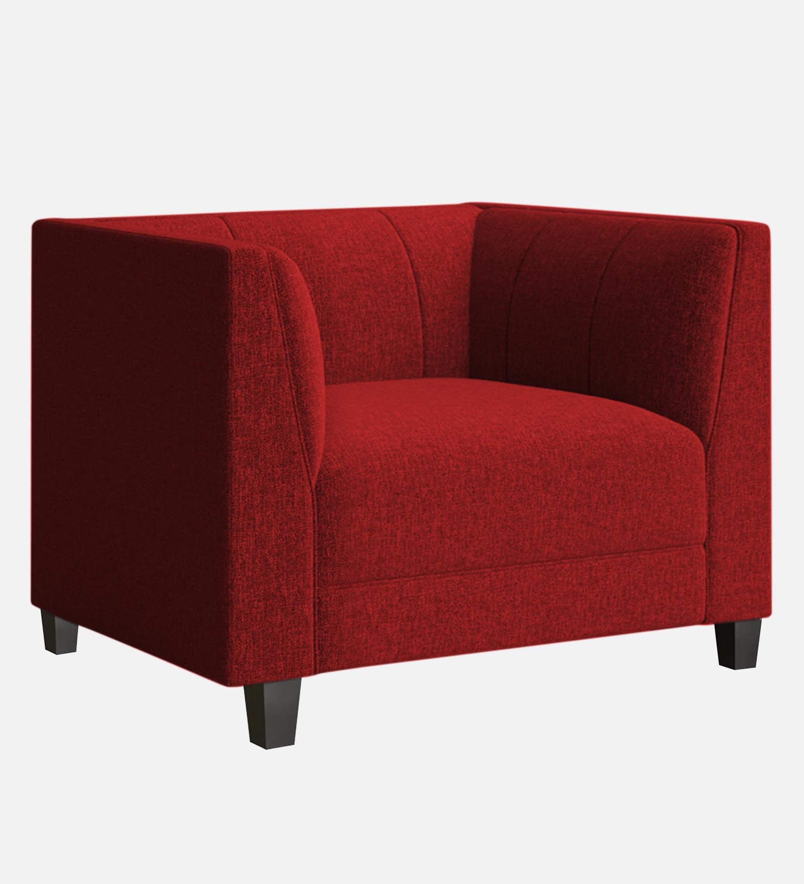 Chastin Fabric 1 Seater Sofa in Blood Maroon Colour