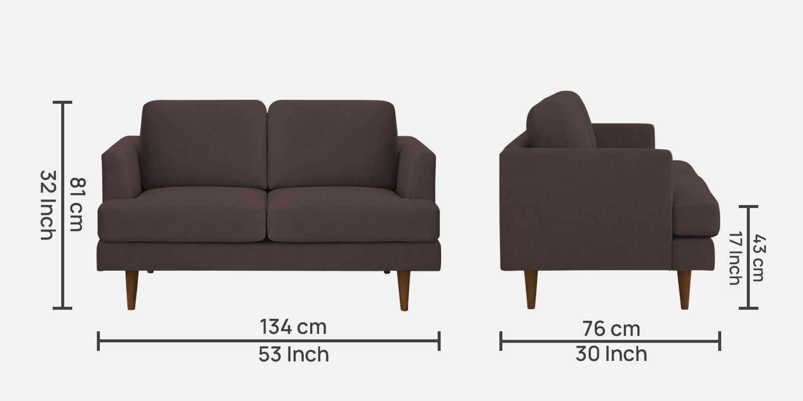 Motra Velvet 2 Seater Sofa in Mocha Brown Colour