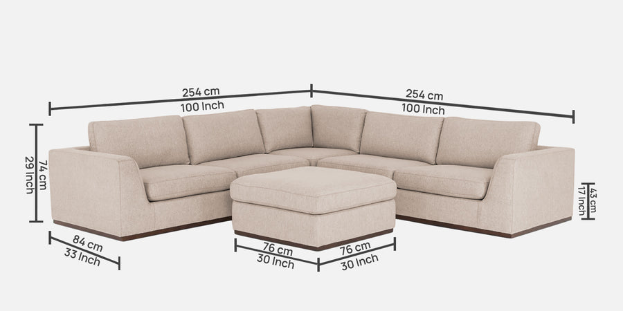 Freedom Velvet 6 Seater Lhs Corner Sofa In Camel Beige Colour With Ottoman - Febonic Living