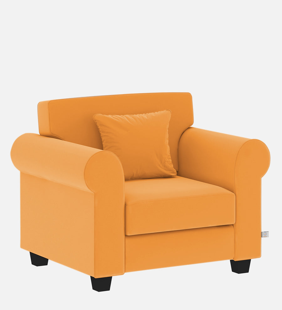 Numonk Velvet 1 Seater Sofa In Tangerine Orange Colour - Febonic Living