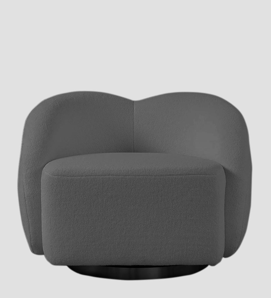 Miles Boucle Fabric Swivel Chair In Lava Grey Colour - Febonic Living
