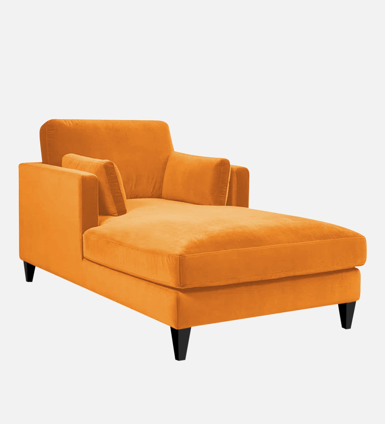 Makou Velvet Chaise Lounger In Tangerine orange Colour