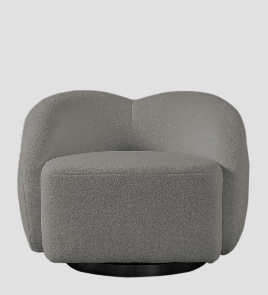 Miles Boucle Fabric Swivel Chair In Moon Grey Colour - Febonic Living