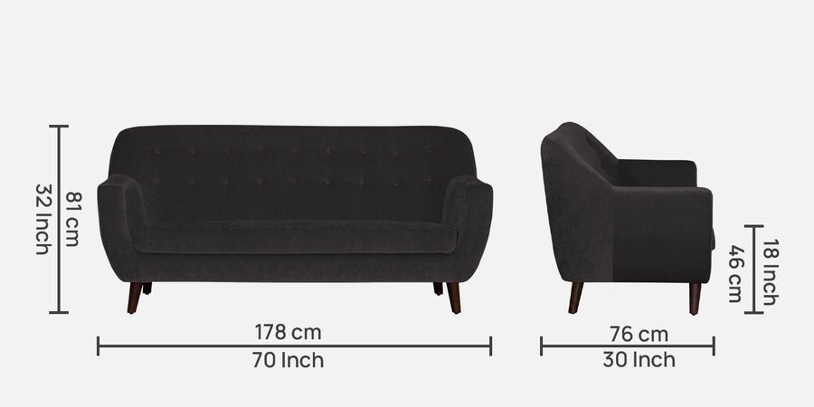 German Fabric 3 Seater Sofa In Maba Grey Colour - Febonic Living