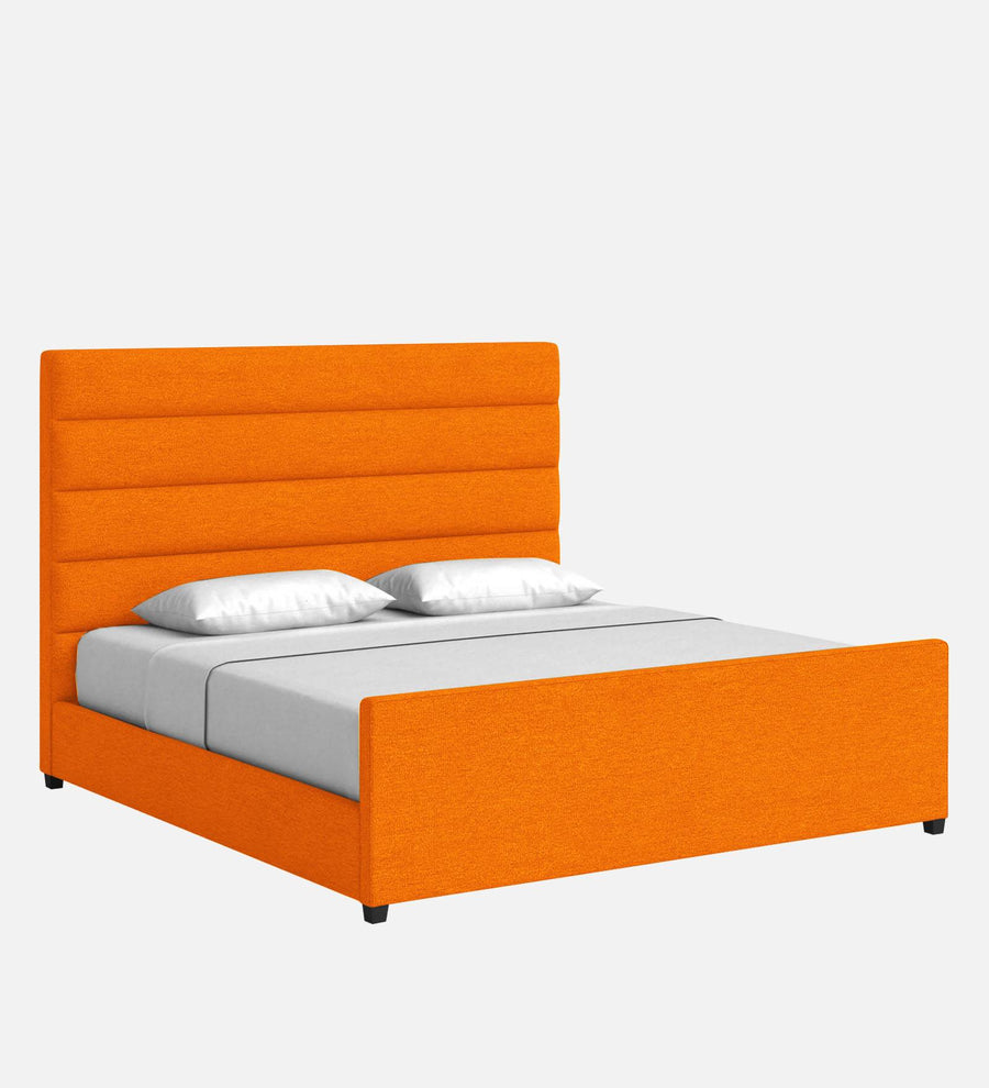 Pollen Fabric Upholstered Queen Size Bed In Vivid Orange Colour - Febonic Living