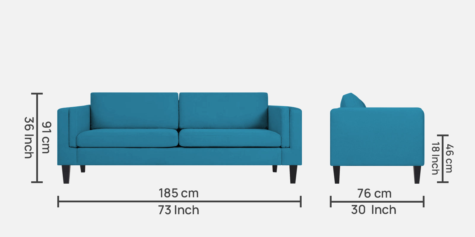 Jasper Velvet 3 Seater Sofa in Aqua blue Colour