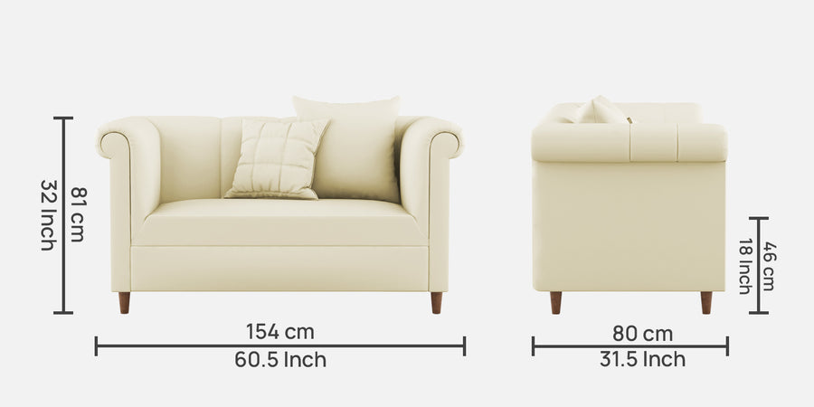 Rubi Velvet 2 Seater Sofa In Warm White Colour - Febonic Living