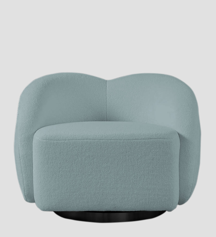 Miles Boucle Fabric Swivel Chair In Stormy Blue Colour - Febonic Living