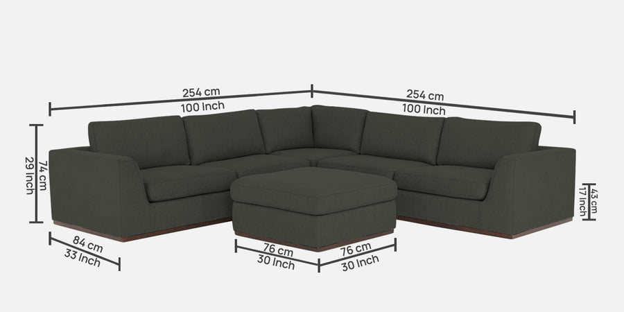Freedom Velvet 6 Seater Lhs Corner Sofa In Hory Grey Colour With Ottoman - Febonic Living