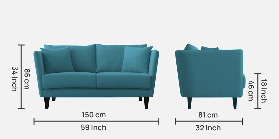 Norway Velvet 2 Seater Sofa In Aqua Blue Colour - Febonic Living