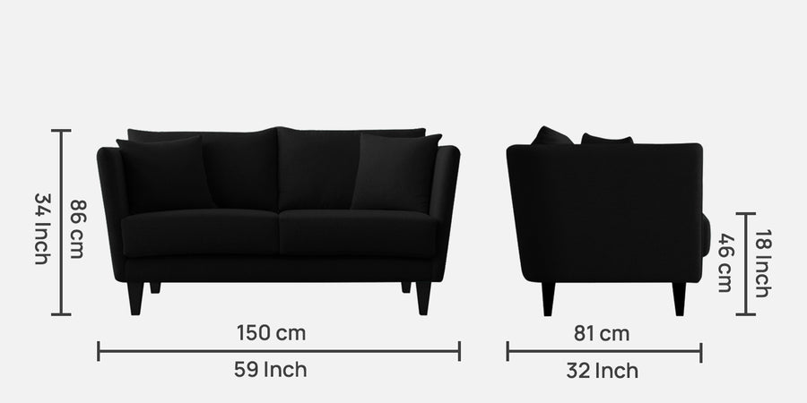 Norway Velvet 2 Seater Sofa In Adam Black Colour - Febonic Living