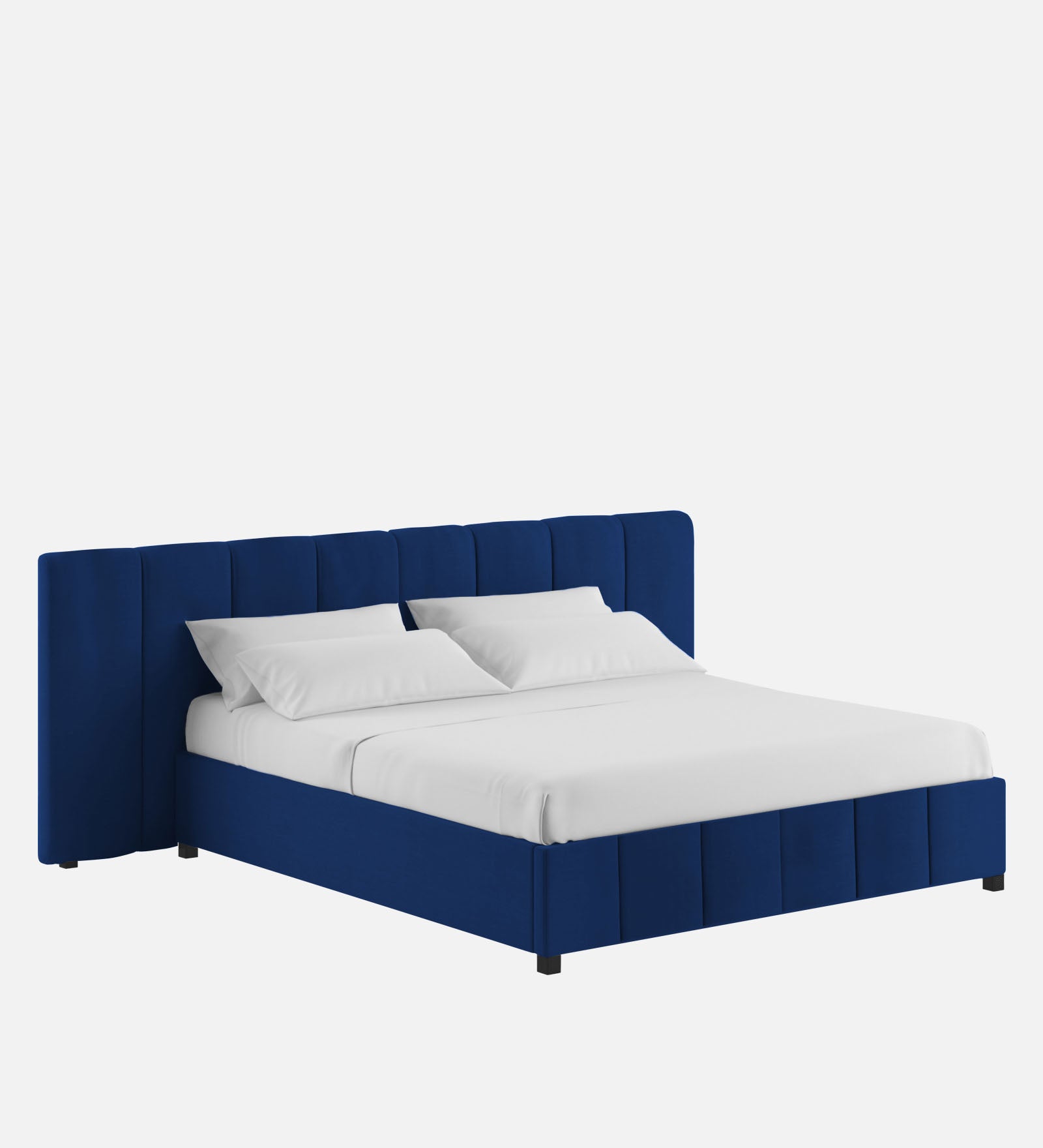 Nora Fabric Queen Size Bed In Royal Blue Colour