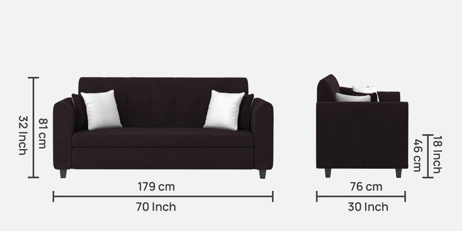 Denmark Fabric 3 Seater Sofa In Cara Brown Colour - Febonic Living