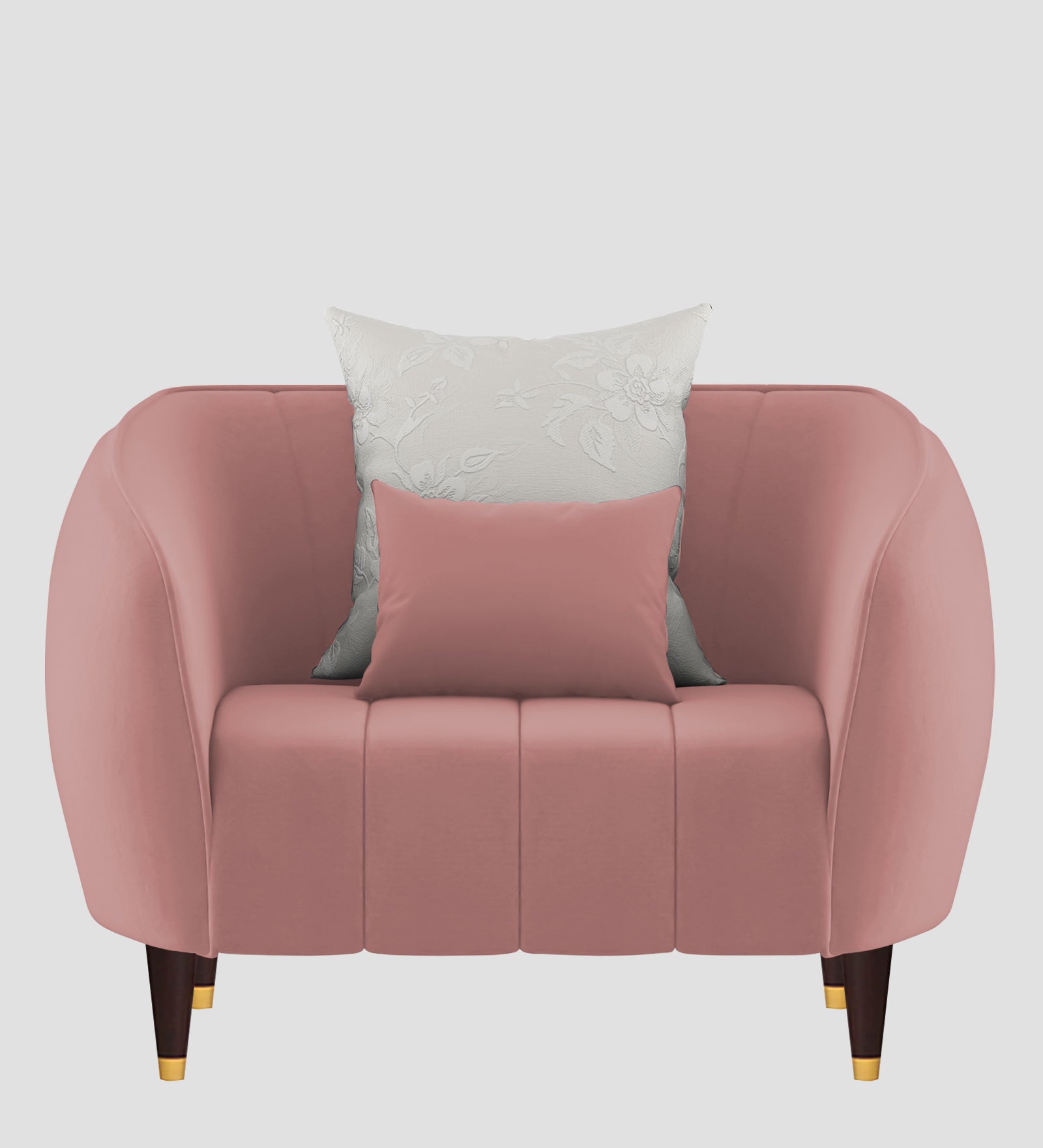 Hairo Velvet 1 Seater Sofa In  Blush Pink Colour - Febonic Living