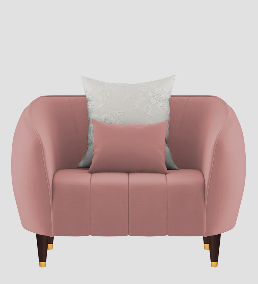 Hairo Velvet 1 Seater Sofa In Blush Pink Colour - Febonic Living