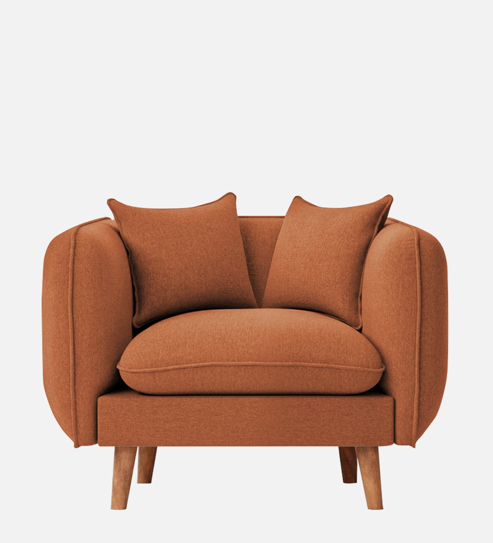 Reva Fabric 1 Seater Sofa In Safforn Orange Colour