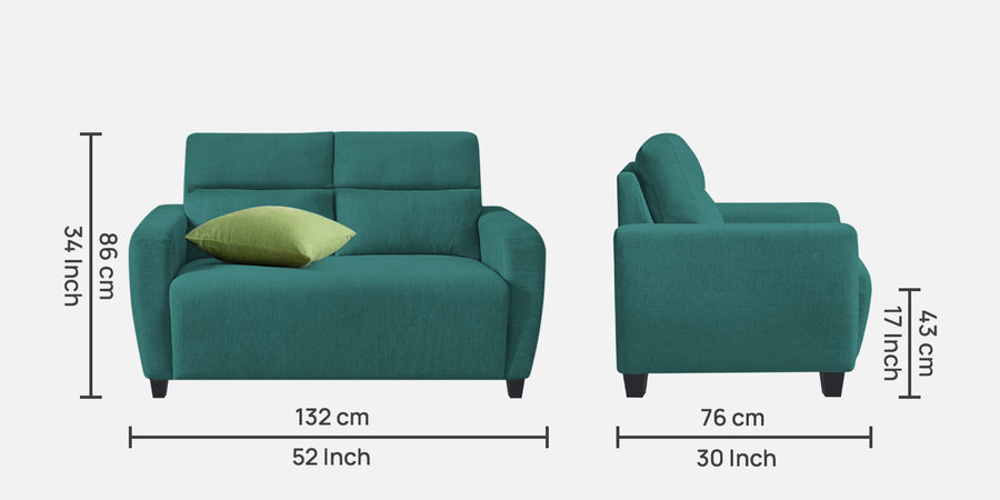 Bakadi Fabric 2 Seater Sofa In Sea Green Colour - Febonic Living
