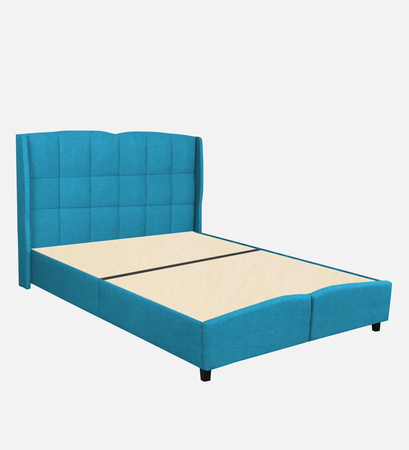 Jovi Velvet Single Size Bed In Aqua Blue Colour