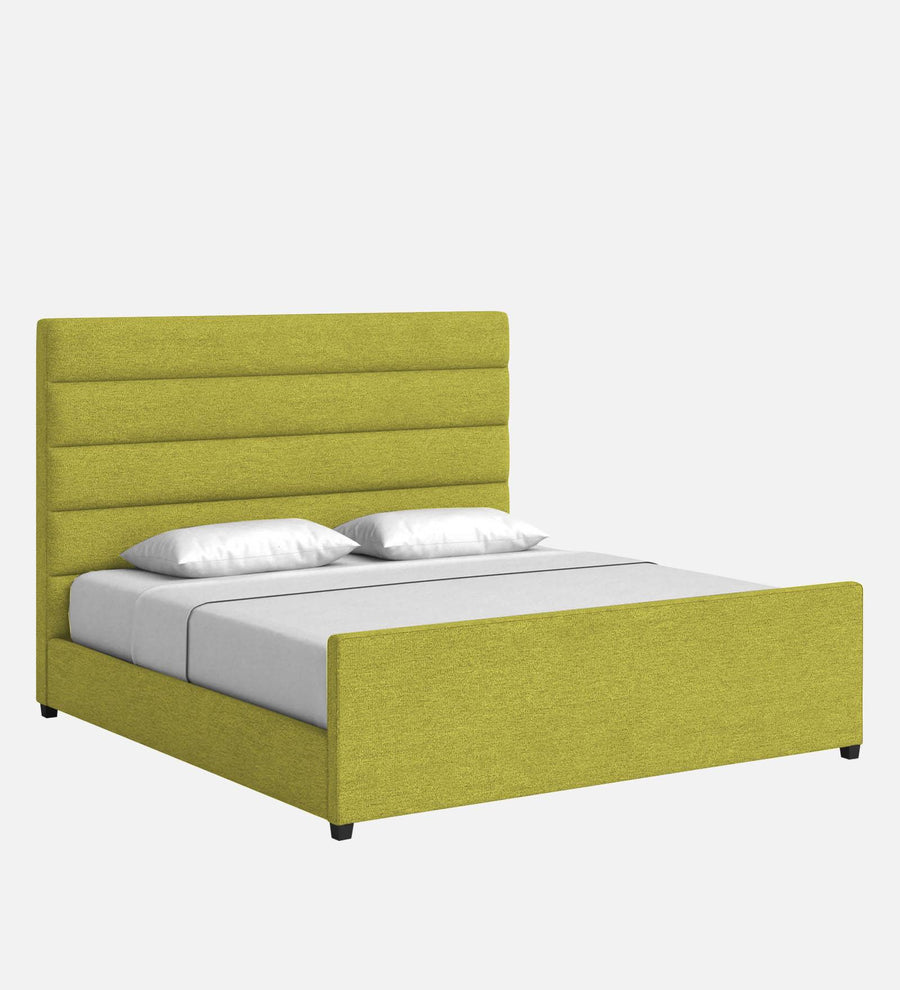 Pollen Fabric Upholstered Queen Size Bed In Parrot Green Colour - Febonic Living