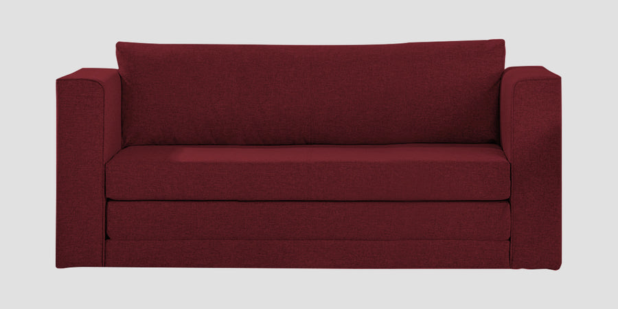 Kenia Fabric 3 Seater Foldable Sofa Cum Bed In Blood Maroon Colour - Febonic Living