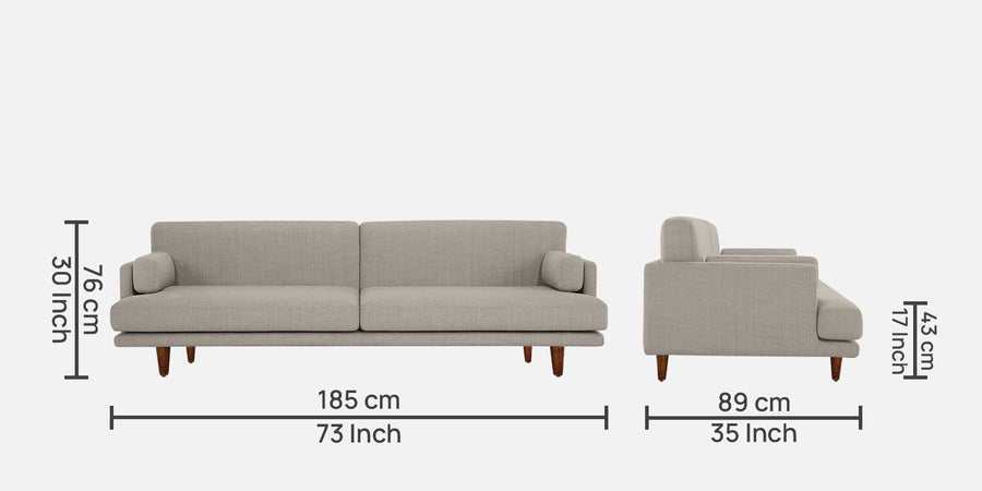 Ricky Fabric 3 Seater Sofa In Ash Grey Colour - Febonic Living