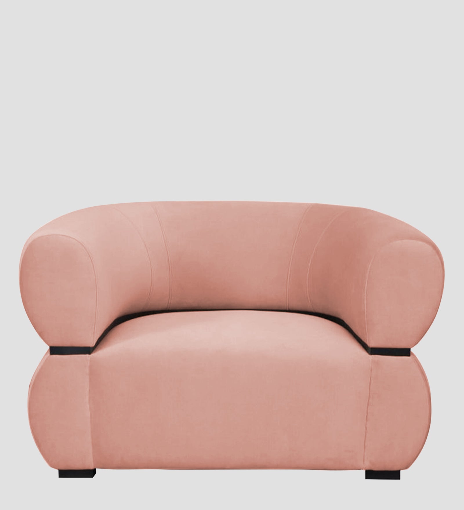 Kula Velvet 1 Seater Sofa In Blush Pink Colour