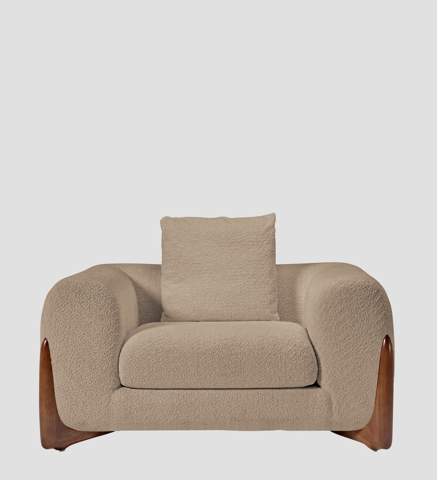Boko Boucle 1 Seater Sofa In Mushroom Beige Colour - Febonic Living