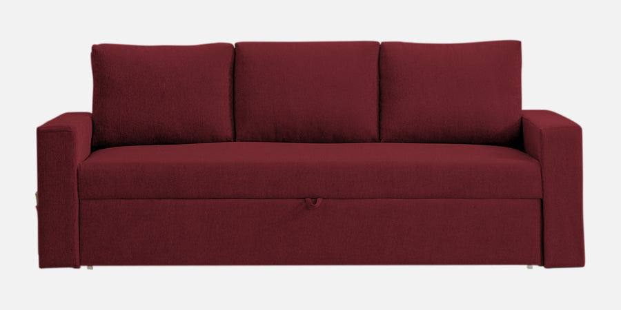 Kara Fabric 3 Seater Pull Out Sofa Cum Bed In Blood Maroon Colour - Febonic Living