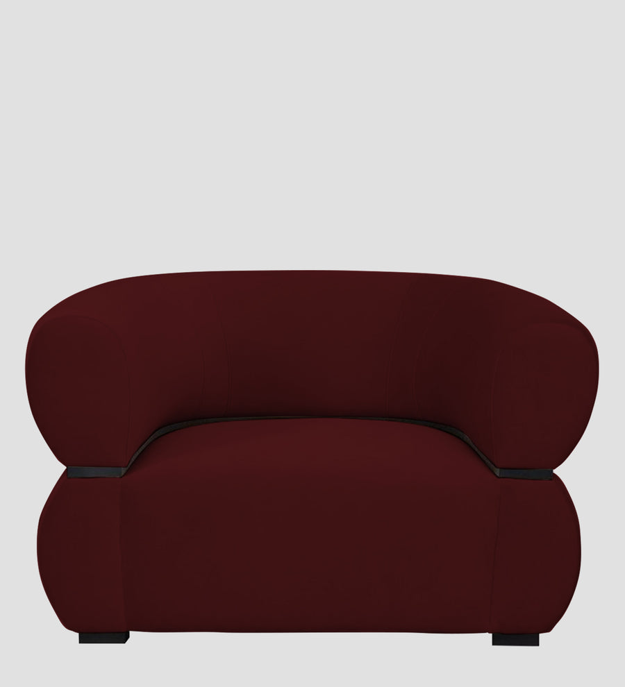Kula Velvet 1 Seater Sofa In Blood Maroon Colour - Febonic Living