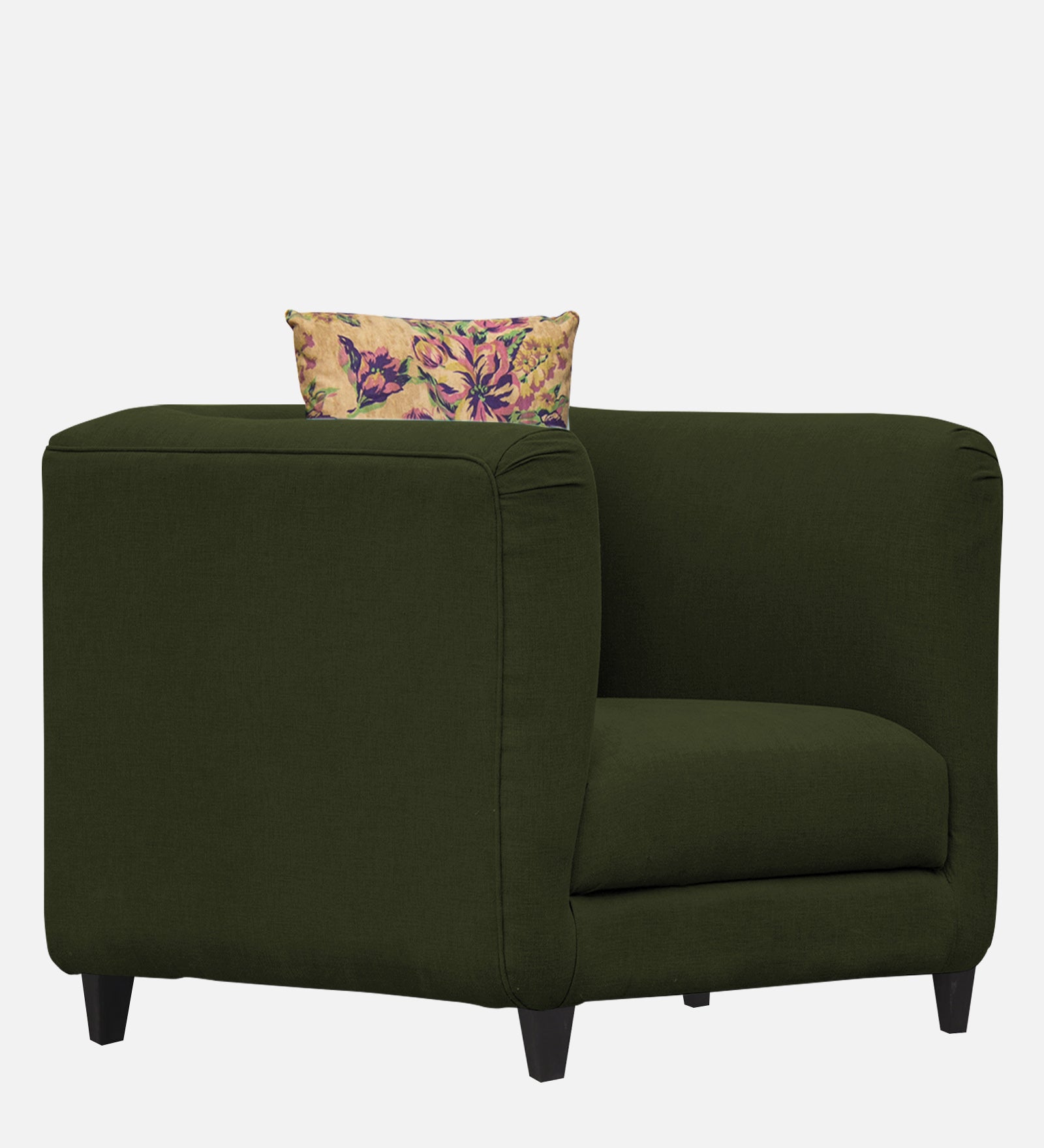 Niki Fabric 1 Seater Sofa in Olive Green Colour