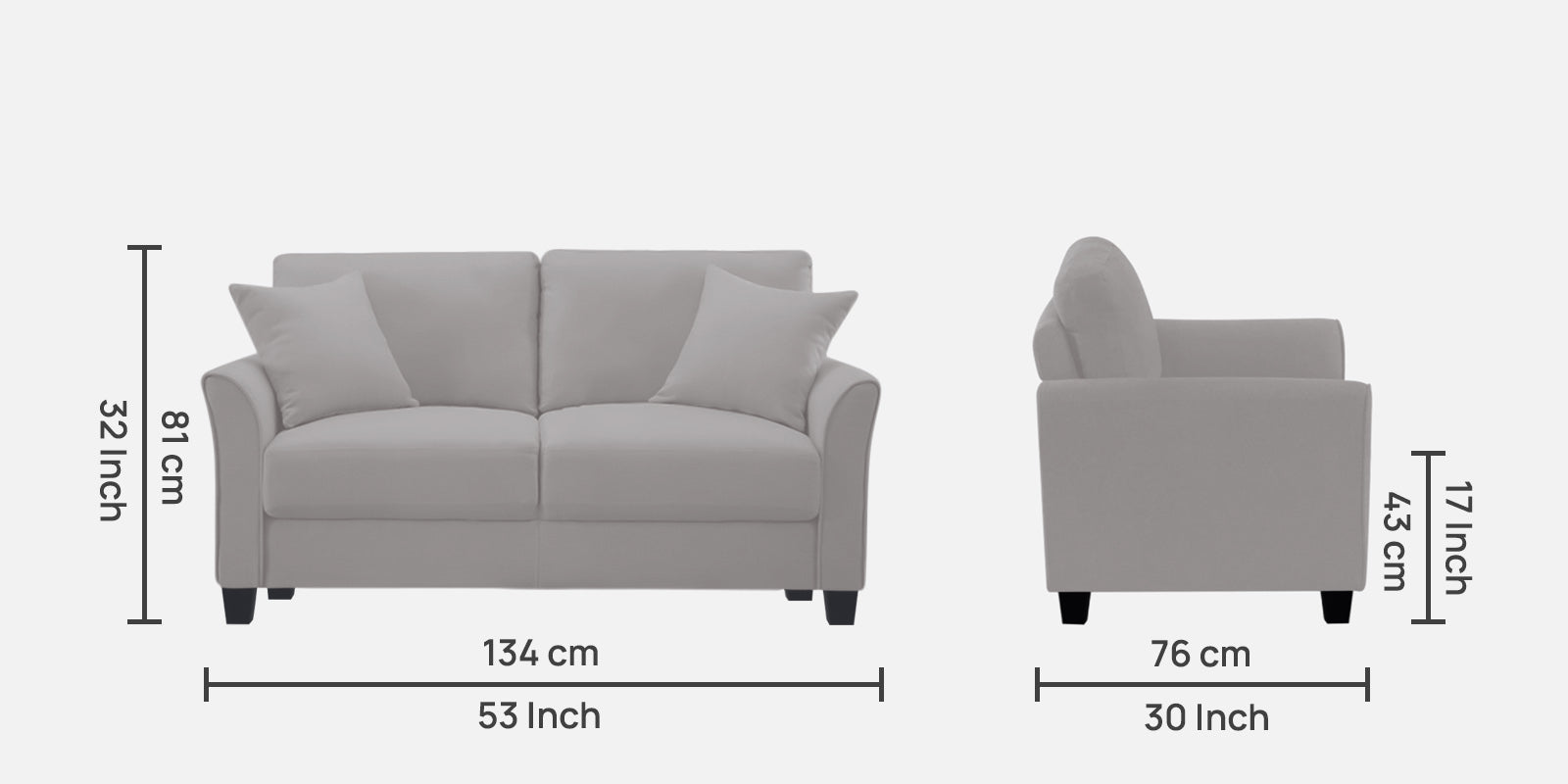 Daroo Velvet 2 Seater Sofa In light grey Colour