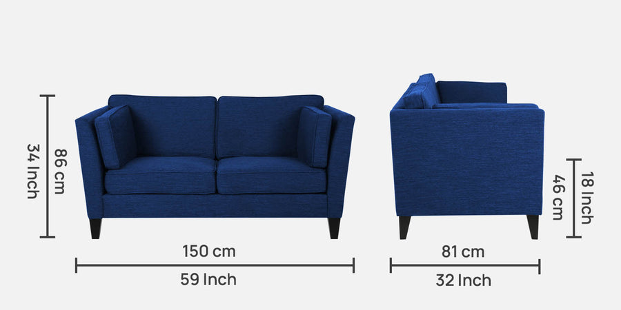Nigar Fabric 2 Seater Sofa In Royal Blue Colour - Febonic Living