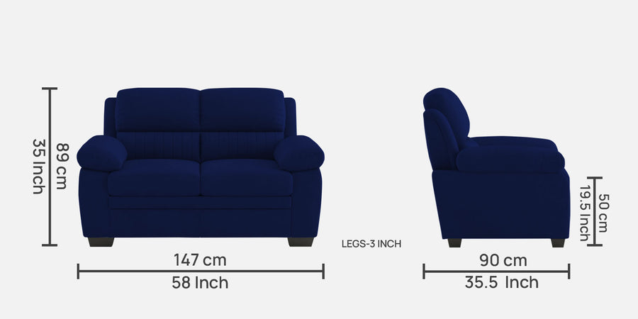 Cantaberry Velvet 2 Seater Sofa In Dark Blue Colour - Febonic Living