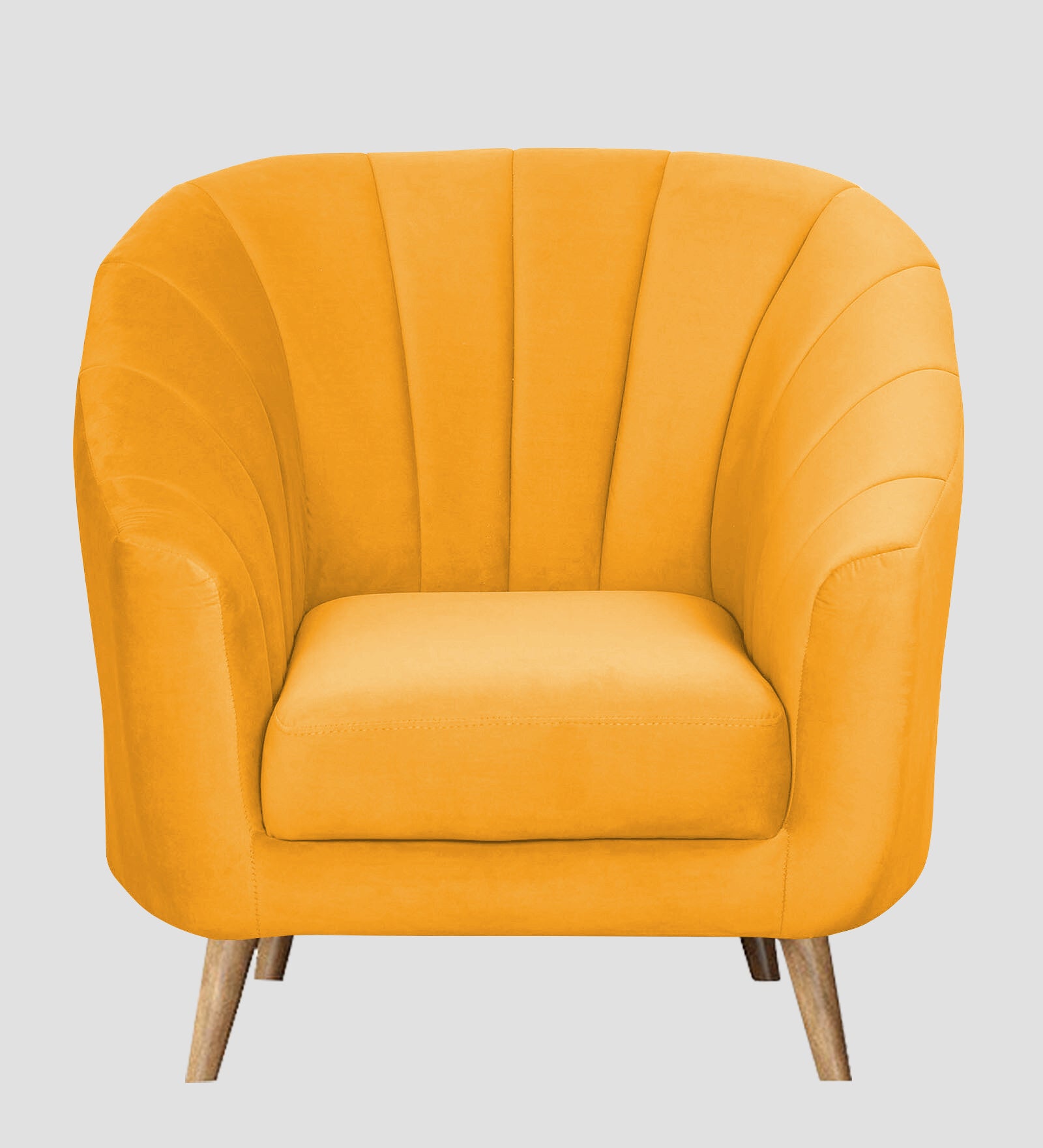 Nancy Velvet 1 Seater Sofa in Safforn Yellow Colour