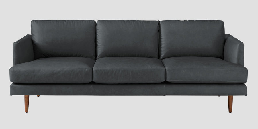 Sterio Leatherette 3 Seater Sofa In Pepper Grey Colour - Febonic Living