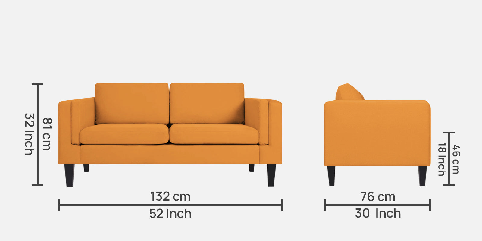 Jasper Velvet 2 Seater Sofa in Tangerine orange Colour