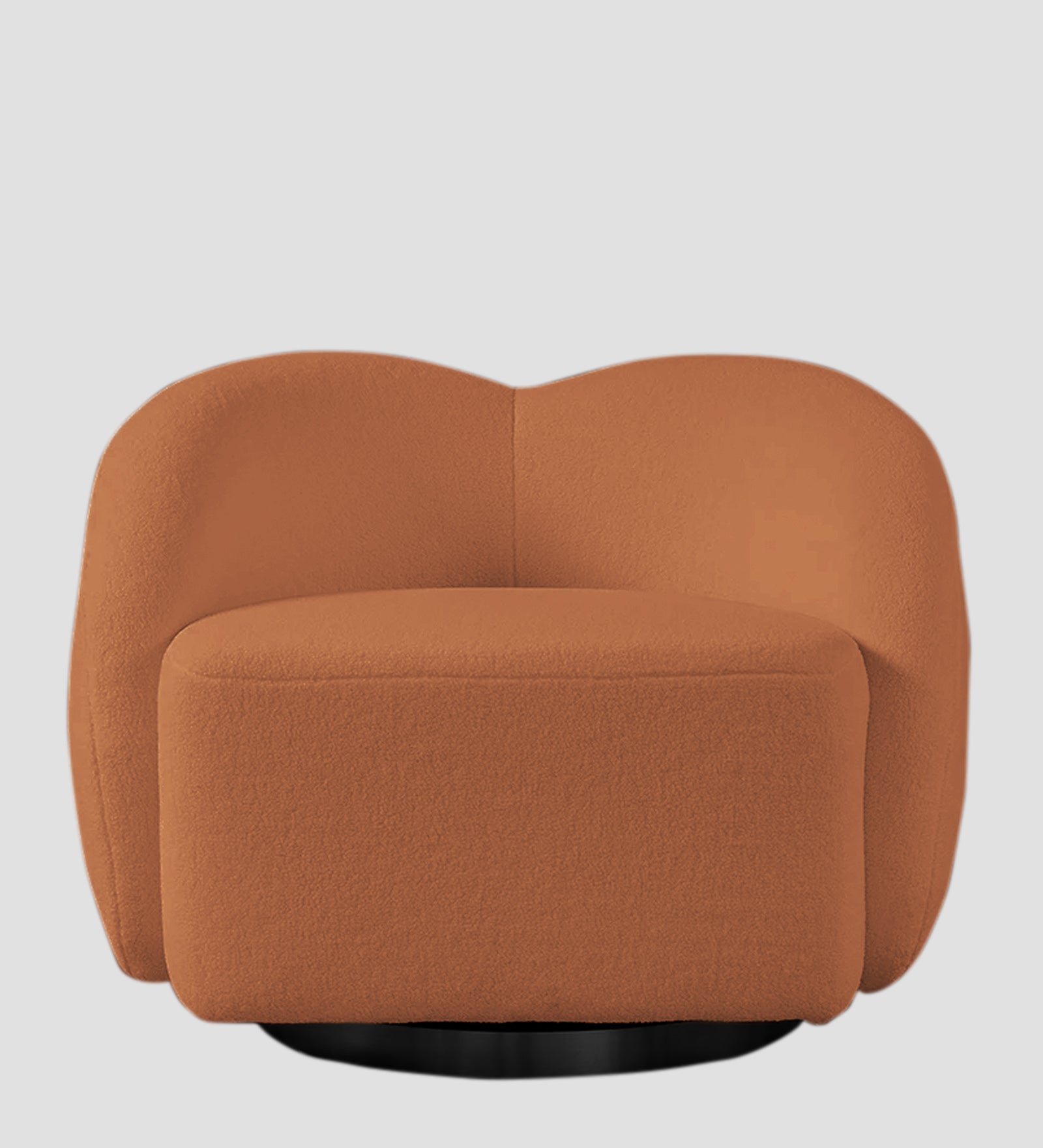 Miles Boucle Fabric Swivel Chair in Light Orange Colour