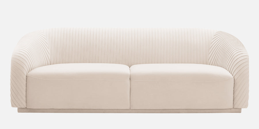 Yara Velvet Fabric 3 Seater Sofa In Camel Beige Colour - Febonic Living