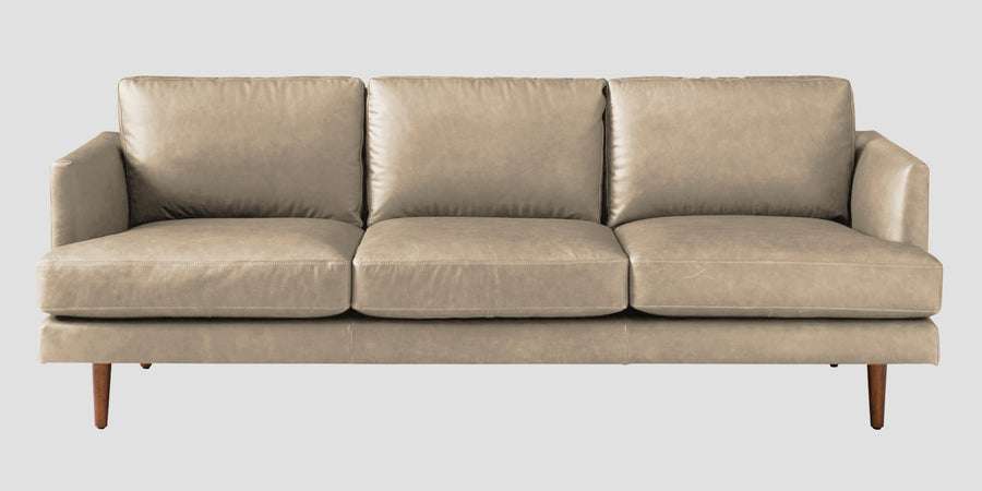 Sterio Leatherette 3 Seater Sofa In Tan Beige Colour - Febonic Living
