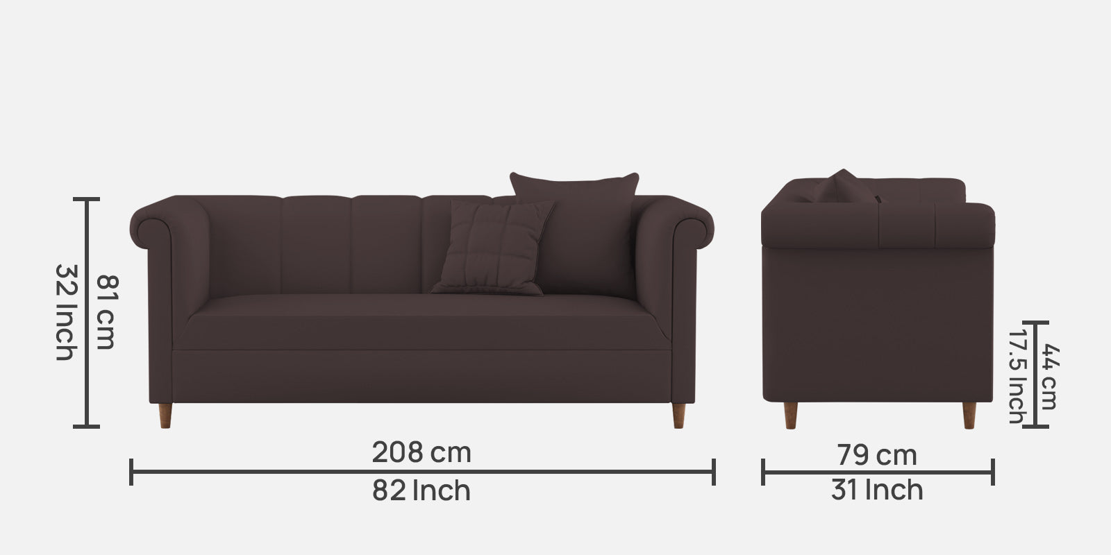 Rubi Velvet 3 Seater Sofa in Mocha Brown Colour