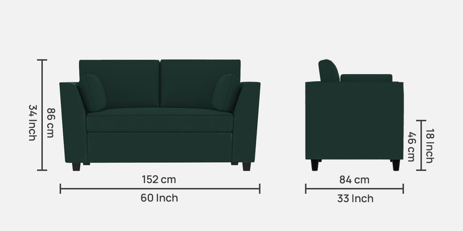 Bristo Velvet 2 Seater Sofa In Forest Green Colour With Storage - Febonic Living