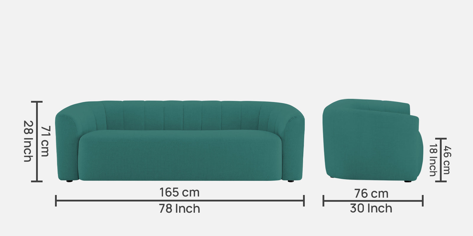 Mara Fabric 3 Seater Sofa In Sea Green Colour